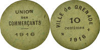 Frankreich 10 Centimes Münze, Union des Commerçants, Grenade, VZ -