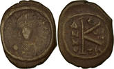 Half Follis Münze, Maurice Tiberius, Thessalonica, SGE+, Kupfer -