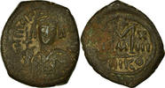 Follis Münze, Maurice Tiberius, Nicomedia, S+, Kupfer, Sear:512 -