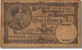 Belgien 5 Francs Geldschein, 1931-05-06, KM:97b, SS -