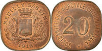 Frankreich 20 Centimes Münze, Solidarité Commerciale et Industrielle, Neuilly-sur-Seine -