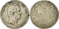Frankreich 5 Francs Münze, Louis-Philippe, Paris, S+, Silber, KM:736.1 -