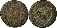 Frankreich Double Tournois Münze, Louis XIII, Lyon, SS, Kupfer -