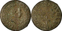 Frankreich Double Tournois Münze, Louis XIII, Lyon, S, Kupfer, CGKL:344 -