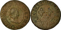 Frankreich Double Tournois Münze, Louis XIII, Riom, S, Kupfer, CGKL:424 -