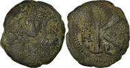 Half Follis Münze, Maurice Tiberius, Antioch, S+, Bronze, Sear:535 -