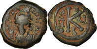 Half Follis Münze, Maurice Tiberius, Antioch, S+, Bronze, Sear:535 -