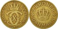 Dänemark 2 Kroner Münze, Christian X, Copenhagen, S+, Aluminum-Bronze -