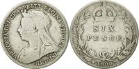 Großbritannien 6 Pence Münze, Victoria, SS, Silber, KM:779 -