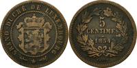 Luxemburg 5 Centimes Münze, William III, Utrecht, SS, Bronze, KM:22.1 -