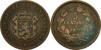Luxemburg 5 Centimes Münze, William III, Utrecht, S+, Bronze, KM:22.1 -