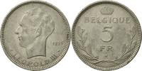 5 Francs, 5 Frank 1937 Belgien Münze, SS, Nickel, KM:108 SS