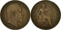 Großbritannien Penny Münze, Edward VII, S+, Bronze, KM:794.1 -