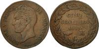 Monaco 5 Centimes, Cinq Münze, Honore V, S, Kupfer, KM:95.2a -