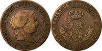 Spanien 5 Centimos Münze, Isabel II, Madrid, S+, Kupfer, KM:635.1 -