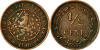 Niederlande 1/2 Cent Münze, Wilhelmina I, SS, Bronze, KM:109.2 -