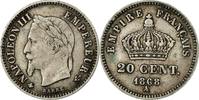 Frankreich 20 Centimes Münze, Napoleon III, Napoléon III, Paris, SS -