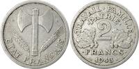 Frankreich 2 Francs Münze, Bazor, Beaumont - Le Roger, S+, Aluminium -