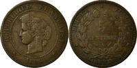 Frankreich 5 Centimes Münze, Cérès, Paris, SS, Bronze, KM:821.1 -
