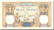 Frankreich 500 Francs Geldschein, 1 000 F 1927-1940 ''Cérès et Mercure'' -