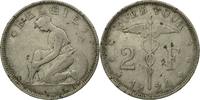 2 Francs, 2 Frank 1924 Belgien Münze, SS, Nickel, KM:92 SS