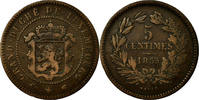 Luxemburg 5 Centimes Münze, William III, Paris, SS, Bronze, KM:22.2 -