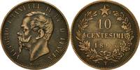 Italien 10 Centesimi 1866 T Münze, Vittorio Emanuele II, Torino, SS, Kupfer