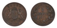 Deutsch Staaten Kreuzer Münze, BADEN, Friedrich I, SS+, Kupfer, KM:252 -