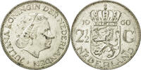 Niederlande 2-1/2 Gulden Münze, Juliana, S+, Silber, KM:185 -
