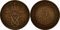 Dänemark 5 Öre Münze, Frederik VIII, Copenhagen, SS, Bronze, KM:806 -