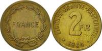 Frankreich 2 Francs Münze, France Libre, Philadelphia, S+, Messing -