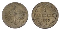 Deutsch Staaten Kreuzer Münze, FRANKFURT AM MAIN, SS, Silber, KM:312 -
