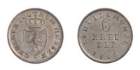 Deutsch Staaten 6 Kreuzer Münze, HESSE-DARMSTADT, Ludwig X, SS+ -