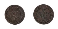 Deutsch Staaten 1/4 Kreuzer Münze, NASSAU, Wilhelm, Wiesbaden, SS -