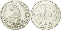 Belgien 5 Ecu Münze, SS, Silber, KM:166 -