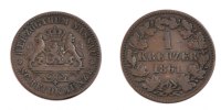 Deutsch Staaten Kreuzer Münze, NASSAU, Adolph, Wiesbaden, SS, Kupfer -
