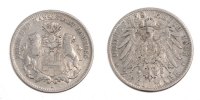 Deutsch Staaten 2 Mark Münze, HAMBURG, Hamburg, SS, Silber, KM:612 -