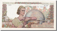 Frankreich 10,000 Francs Geldschein, 10 000 F 1945-1956 ''Génie Français'' -