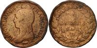 Frankreich Decime Münze, Dupré, Lyons, S, Bronze, KM:644.5 -