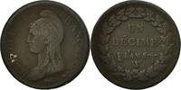 Frankreich Decime Münze, Dupré, Lille, S, Bronze, KM:644.11 -