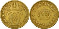 Dänemark 2 Kroner Münze, Christian X, Copenhagen, S+, Aluminum-Bronze -