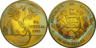 Guatemala 10 Quetzales Münze, Tower, UNZ, Messing, KM:2a.2 -