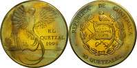 Guatemala 10 Quetzales Münze, Tower, UNZ, Messing, KM:2a.1 -