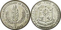 Philippinen Peso Münze, VZ+, Silber, KM:195 -