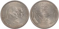 Dänemark 5 Kroner Münze, Frederik IX, Copenhagen, VZ+, Silber, KM:852 -