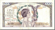 Frankreich 5000 Francs Geldschein, 1939-06-08, SS, Fayette:46.7, KM:97a -