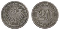 GERMANY - EMPIRE 20 Pfennig Münze, Munich, SS, Copper-nickel, KM:13 -