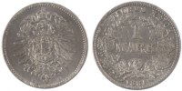 GERMANY - EMPIRE Mark Münze, Wilhelm I, Darmstadt, SS+, Silber, KM:7 -