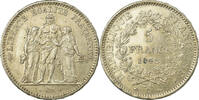 Frankreich 5 Francs Münze, Hercule, Paris, VZ, Silber, Gadoury:683 -
