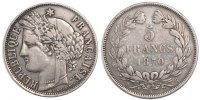 Frankreich 5 Francs Münze, Cérès, Bordeaux, S+, Silber, KM:818.2 -